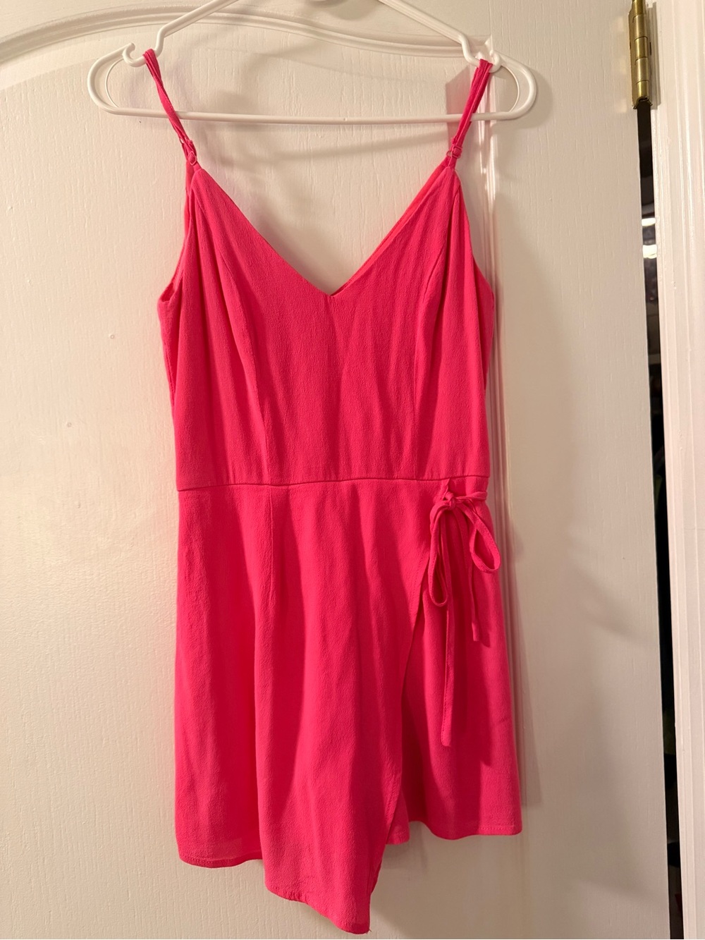 Spaghetti strap hot pink romper